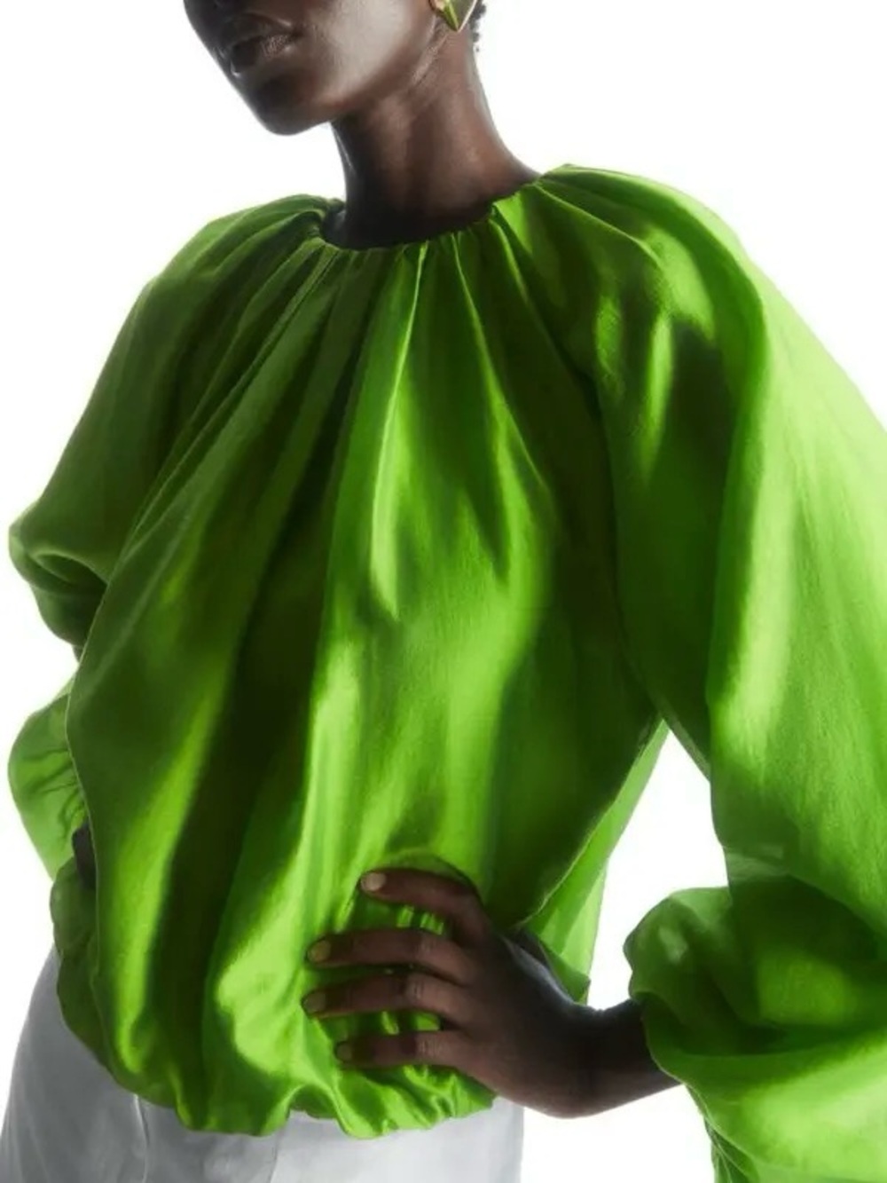 COS | Rare Lime Green Balloon Sleeve Trapeze Blouse ~ US 12